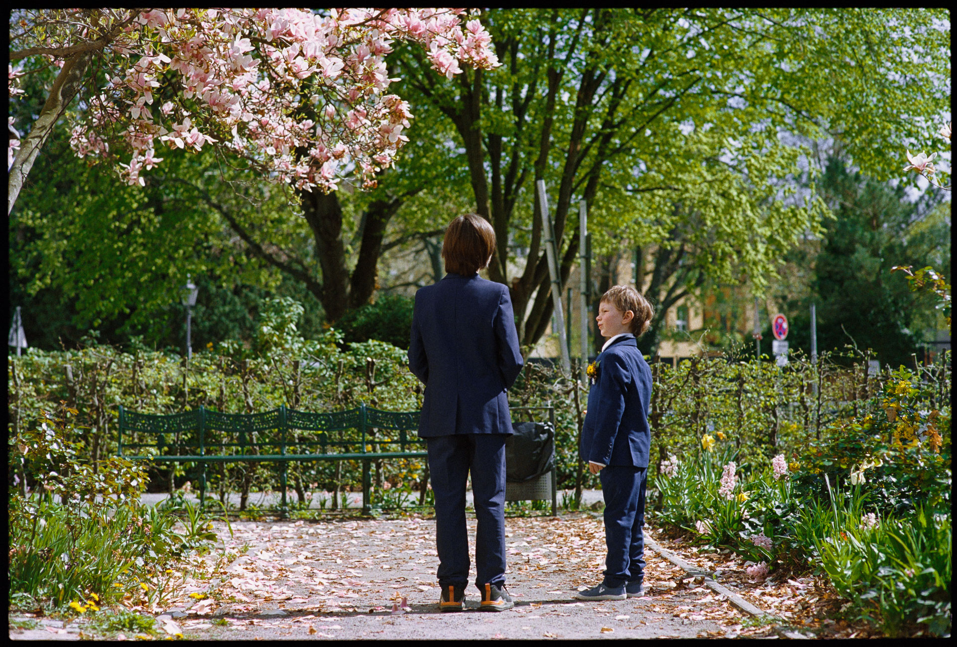 The couple in a spring park, Irena & Peter wedding in Berlin