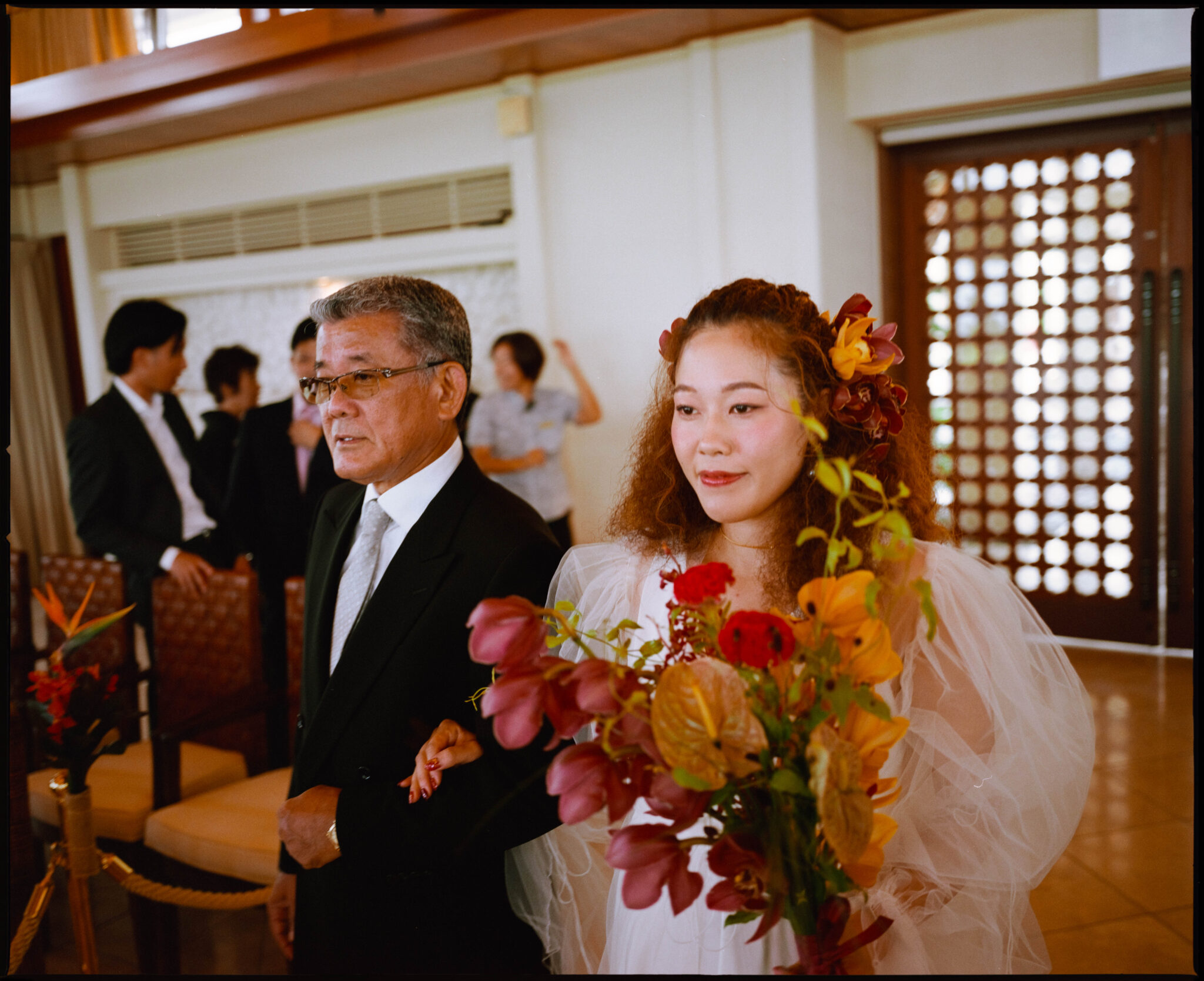 The bride entering with her father, Sugano & Jonas wedding in Okinawa