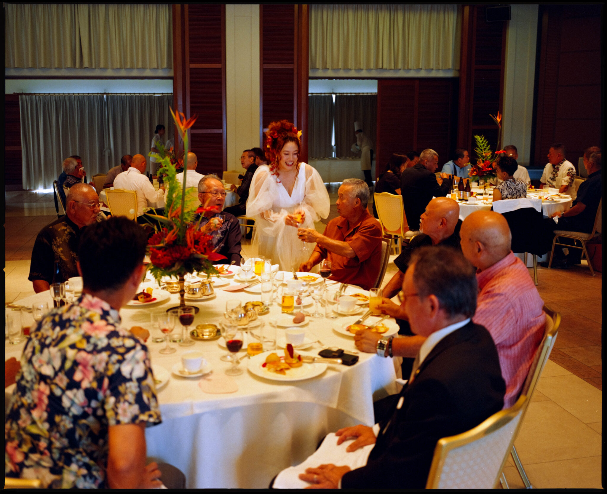 Guests at the reception dinner, Sugano & Jonas wedding in Okinawa